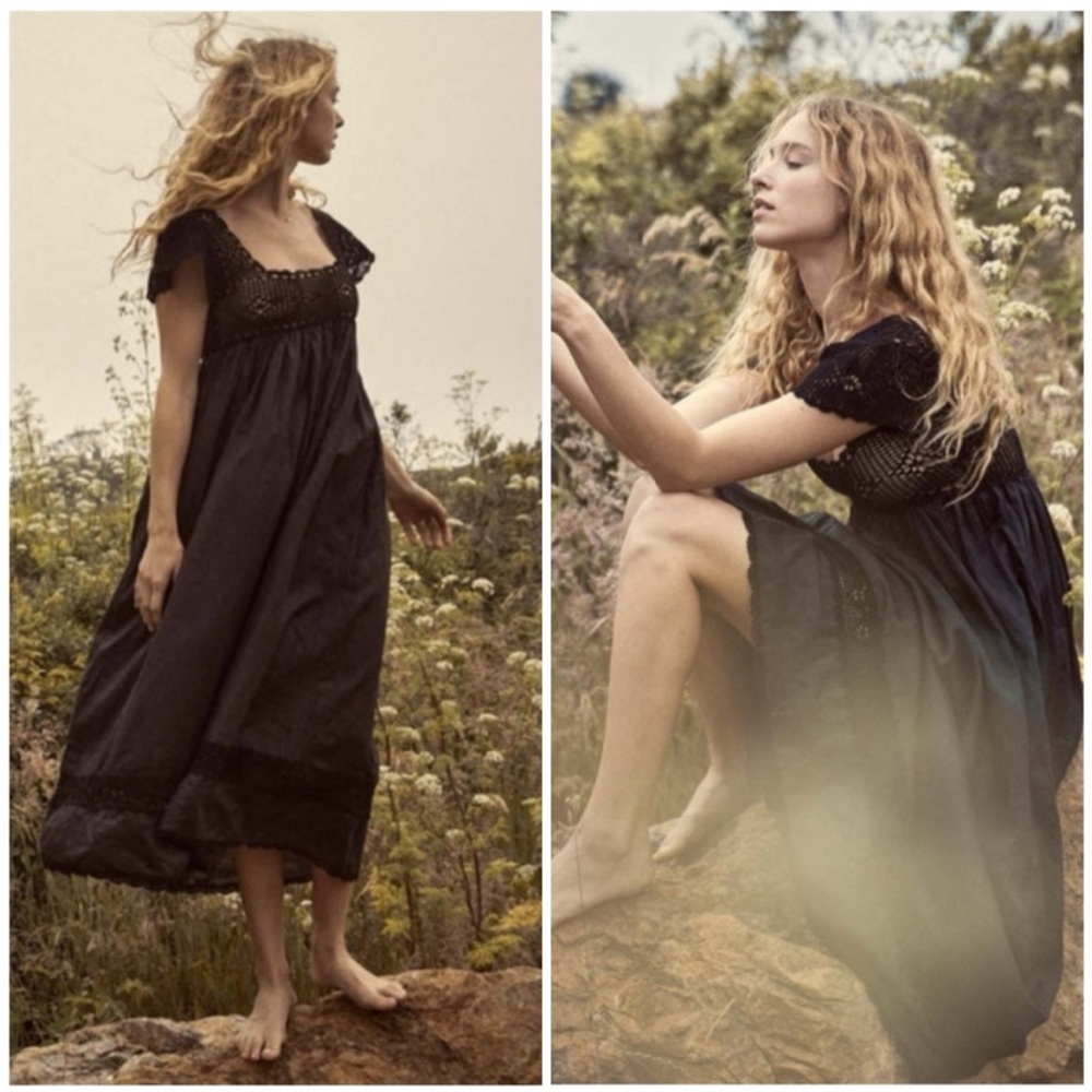 Doen Lucienne Crochet Midi Dress Black